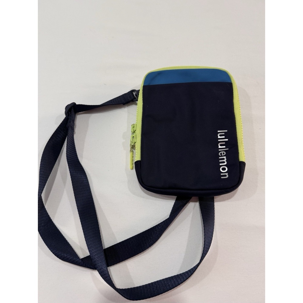 Lululemon Crossbody Phone Bag Travel Pouch Black Blue Neon Yellow Adjustable